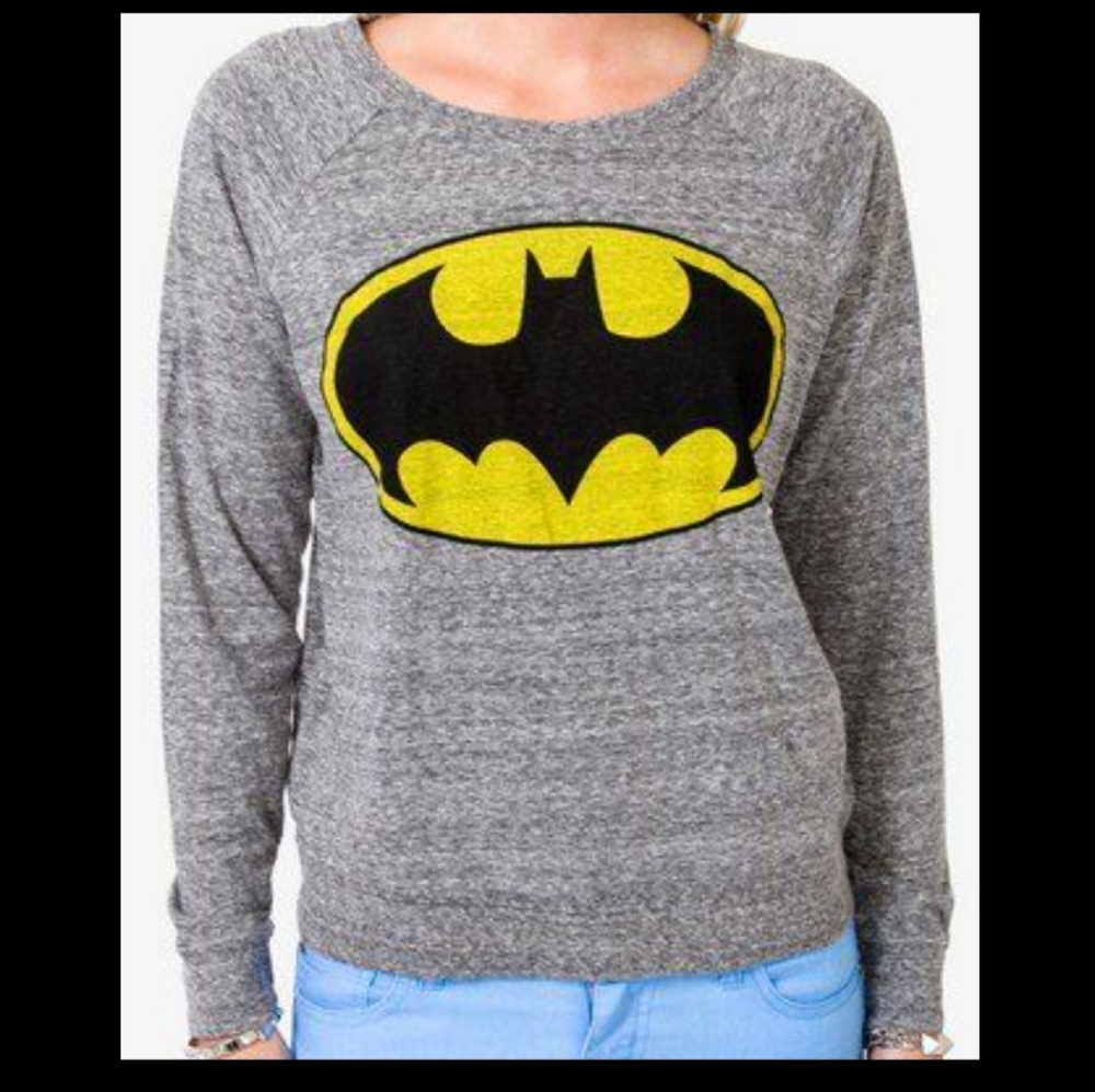 Forever 21 Batman Heather Grey Raglan Top